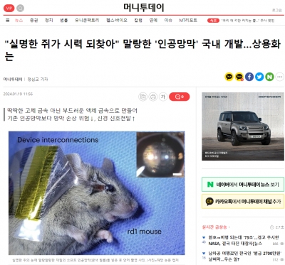 '실명한 쥐가 시력 되찾아' 말랑한 '인공망막' 국내 개발…상용화는