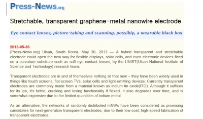 'Stretchable, transparent graphene-metal nanowire electrode'	