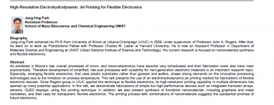 독일 'Plastic Electronics 2013 학회'에서 초청 강연	 
