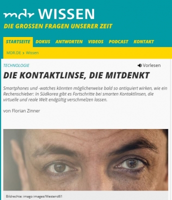 독일 'mdr WISSEN'에 연구결과 소개 ('DIE KONTAKTLINSE, DIE MITDENKT')
